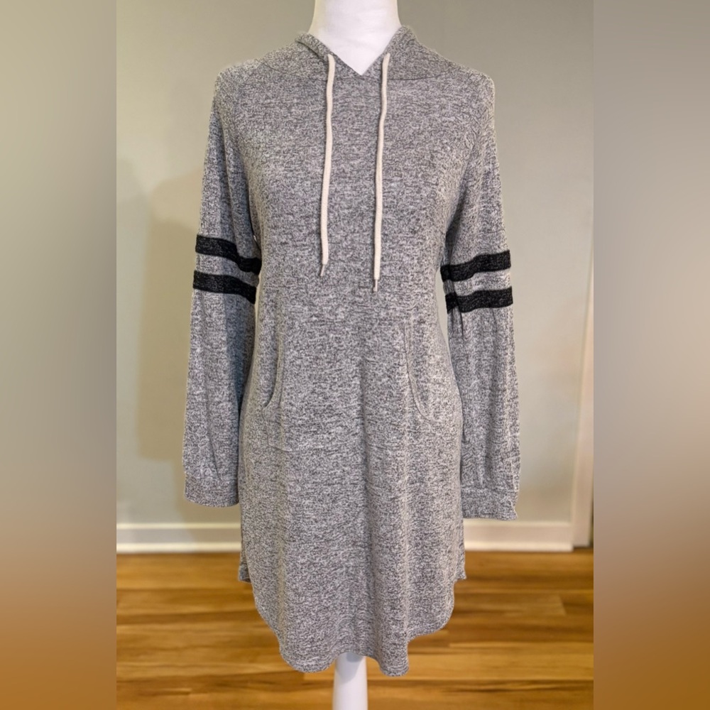 Ambiance, Knitted Hoodie Sweater MiniDress, Sporty Gray, Size M